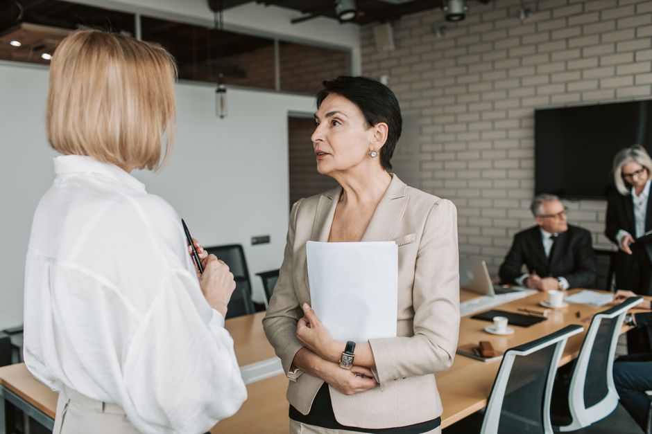 Business professionals in conversation